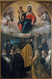 Madonna della cintura con i santi Monica, Agostino, Antonio da Padova e devoti