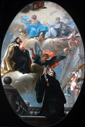 La visione di Santa Gertrude la Grande (di Helfta) con Sant'Agostino e la Trinità