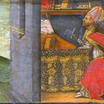 Sant'Agostino ha una visione di San Girolamo (dett. in Predella dalle Scende della vita di San Girolamo) Sant'Agostino ha una visione di San Girolamo (dett. in Predella dalle Scende della vita di San Girolamo)