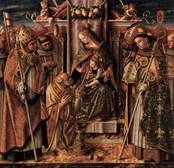 Madonna in trono col Bambino che consegna a San Pietro le chiavi del Paradiso con Sant'Agostino e altri santi