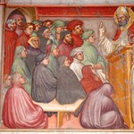 Scena 10. Agostino e Alipio ascoltano Sant'Ambrogio che predica